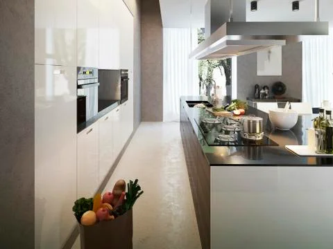 Kitchen contemporary style Stock Illustration