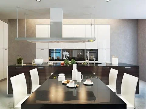 Kitchen contemporary style Stock Illustration