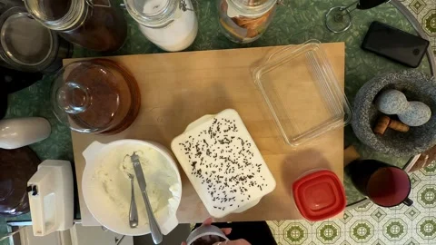 Kitchen Cookie Cake Cutting Board Meal Preperation Healthy Lifestyle Eating Food Stock Footage 324878033