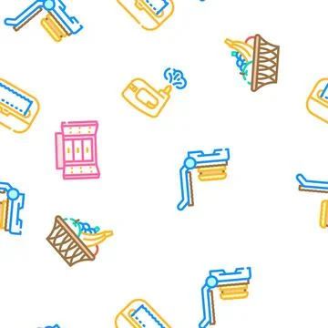 Kitchen cooking cookware utensil vector seamless pattern Stock Illustration