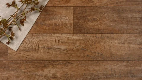 Kitchen cooking desk in wooden pattern with decoration Stock Footage 103465768
