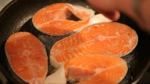 Kitchen. Cooking a fish. 스톡 동영상 22241452