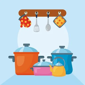 Kitchen cookware icons Stock Illustration