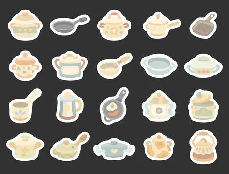 Kitchen cookware set in scandinavian style Stock Illustration