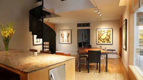 Kitchen Counter and Staircase Stock Footage 40814741