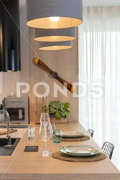 Kitchen counter setup Stock Photos