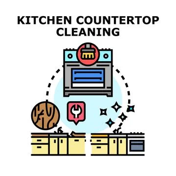 Kitchen countertop cleaning and maintenance service concept Stock Illustration