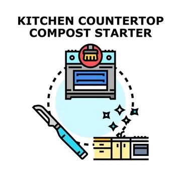 Kitchen countertop compost starter creating organic fertilizer Stock Illustration
