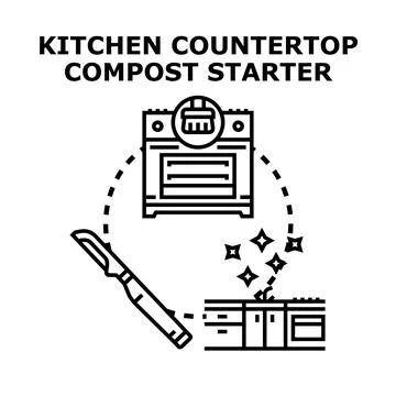 Kitchen countertop compost starter creating organic fertilizer Stock Illustration
