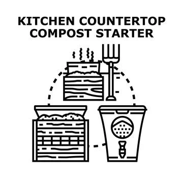 Kitchen countertop compost starter recycling organic waste 스톡 일러스트