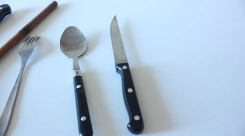 Kitchen cutlery Stock Footage 49071474