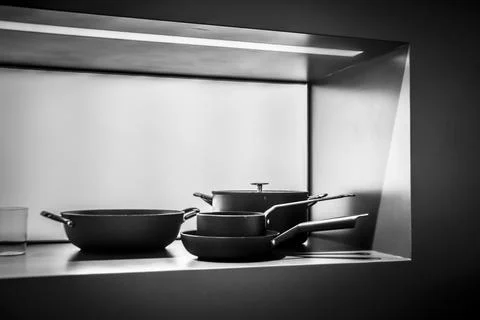 Kitchen cutlery in grayscale Stock Photos