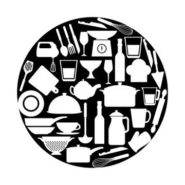 Kitchen cutlery tools pattern Stock Illustration