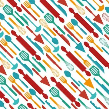 Kitchen cutlery tools pattern Stock Illustration