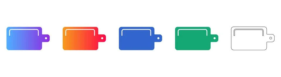 Kitchen Cutting Board Icon Set Stock Illustration