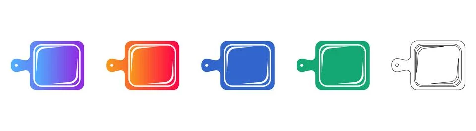Kitchen Cutting Board Icon Set Stock Illustration