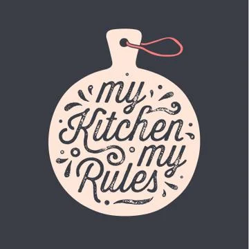 Kitchen cutting board. Kitchen wall decor, sign Stock Illustration