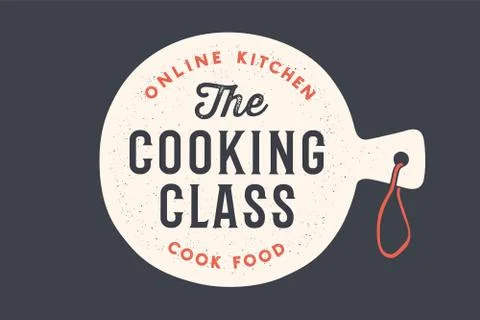 Kitchen cutting board. Logo for Cooking school Stock Illustration