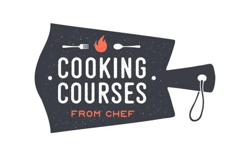 Kitchen cutting board. Logo for Cooking courses Stock Illustration