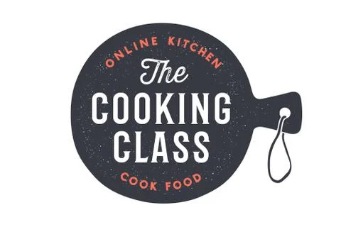 Kitchen cutting board. Logo for Cooking class Stock Illustration