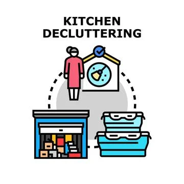Kitchen decluttering concept for home organization process イラスト素材