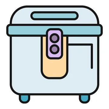 Kitchen deep fryer appliance flat vector icon design Stock Illustration