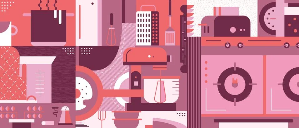 Kitchen design abstract background Stock Illustration