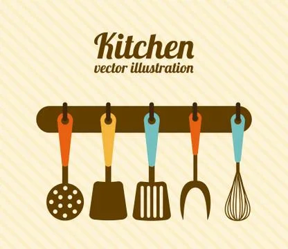 Kitchen design over beige background, vector illustration Illustrazione stock
