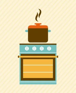 Kitchen design over beige background, vector illustration 스톡 일러스트