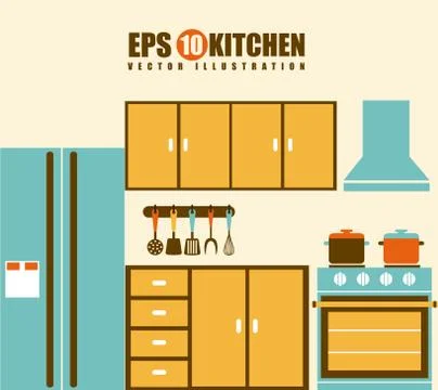 Kitchen design over beige background, vector illustration Stock Illustration