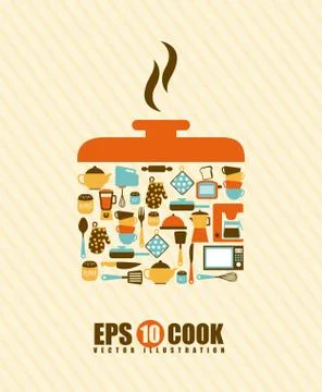 Kitchen design over beige background, vector illustration 스톡 일러스트