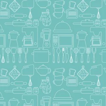 Kitchen design over blue background, vector illustration 스톡 일러스트