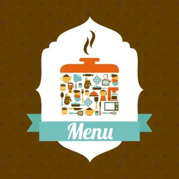 Kitchen design over brown background, vector illustration Stock Illustration