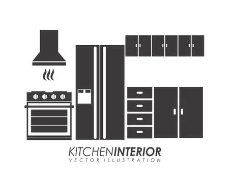 Kitchen design over white background, vector illustration Stock Illustration