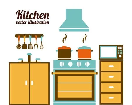 Kitchen design over white background, vector illustration Stock Illustration