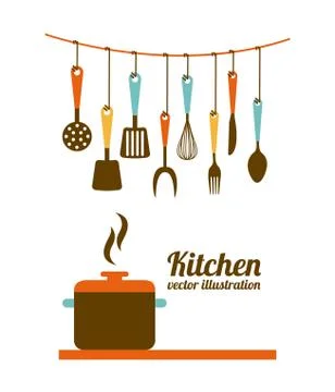 Kitchen design over white background, vector illustration Stock Illustration