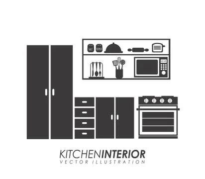 Kitchen design over white background, vector illustration 库存插图