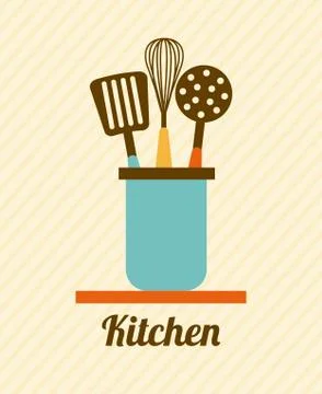 Kitchen design over yellow background, vector illustration 스톡 일러스트