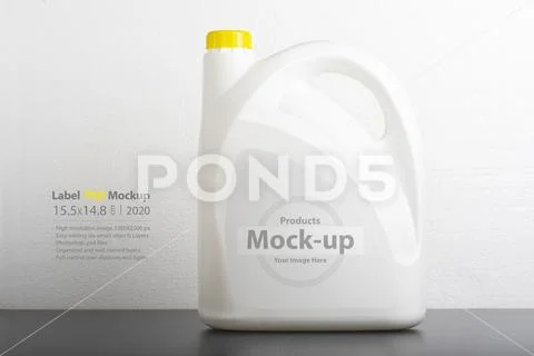 Kitchen detergent bottle in front of  light gray background mock-up series PSD Template