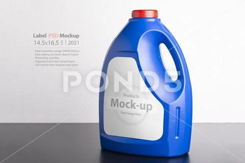 Kitchen detergent bottle in front of  light gray background mock-up series PSD 템플릿