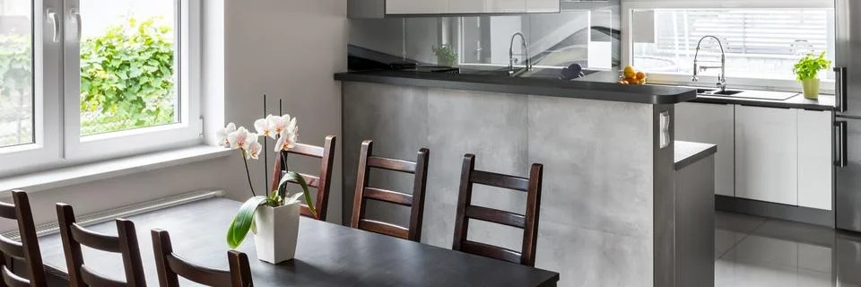 Kitchen with dining area Stock Photos