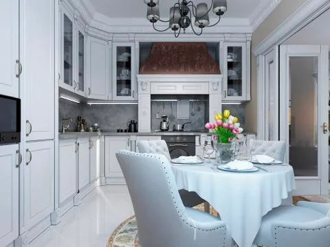 Kitchen dining classical style Stock Illustration