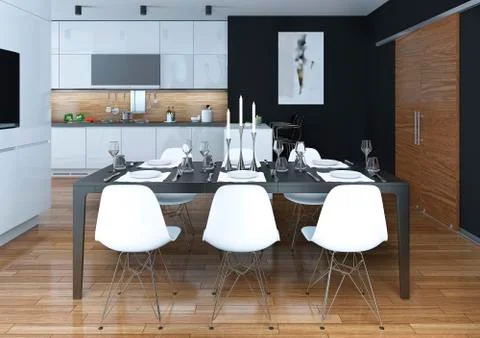Kitchen dining modern style Stock Illustration