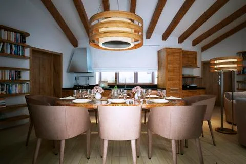Kitchen dining room, loft style Stock Illustration