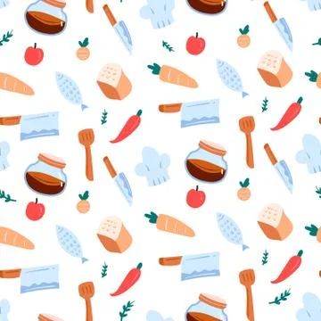 KITCHEN DOODLE SEAMLESS PATTERN Stock Illustration