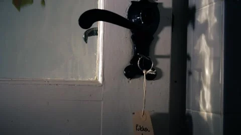 Kitchen door handle and key Video stock 255673993