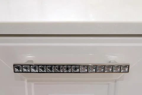 Kitchen door handle with diamonds Stock Photos