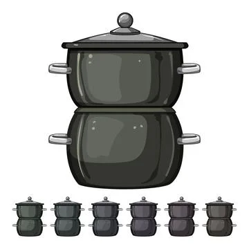 Kitchen double boiler pan cartoon vector graphic Stock Illustration