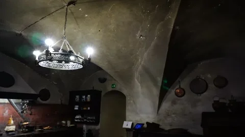 Kitchen of Dozza Castle in Italy Stock Footage 255619160