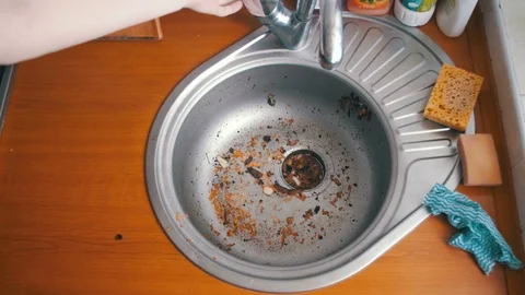 Kitchen Drain Clogging up with Food Particles Stock Footage 74169271